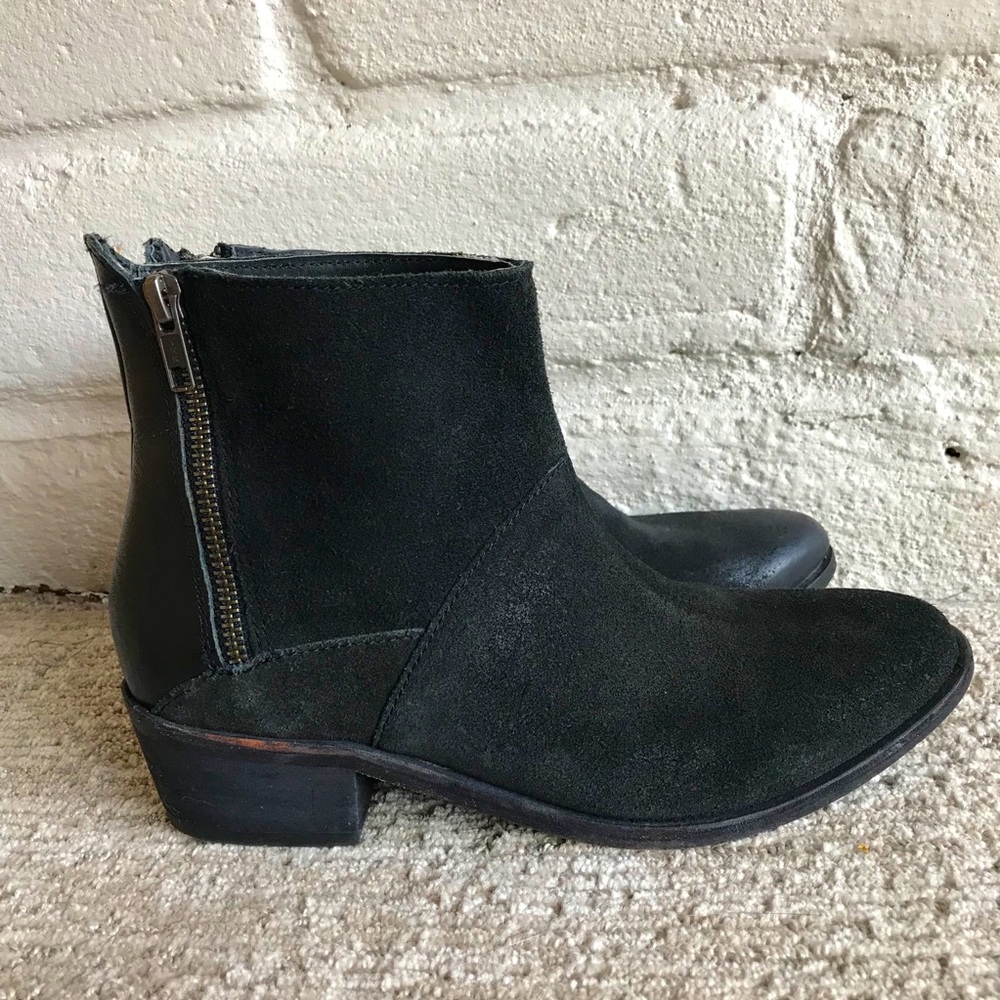 Hudson Leather Suede Boots Zipper Ankle Boot Black